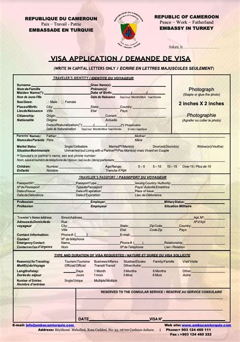 kamerun vizesi için gerekli evraklar